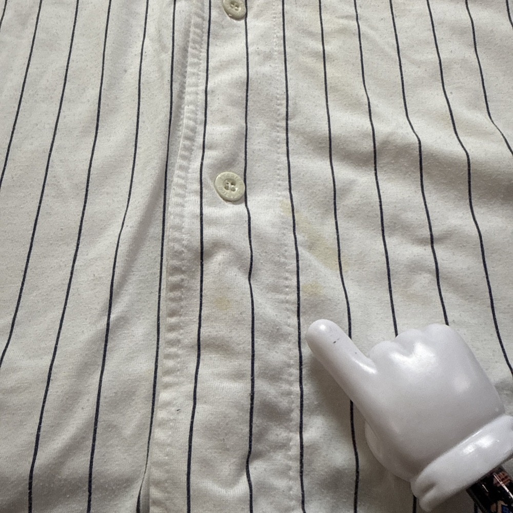 Vintage STARTER New York Yankees Pinstripe Baseball Jersey Mens XL Fair Con READ - Picture 7 of 16
